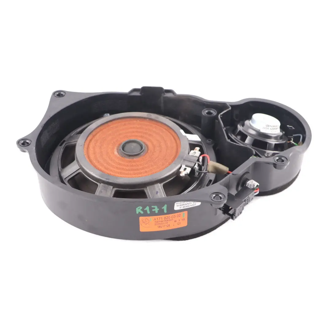 Speaker Mercedes SLK R171 Roadster Front Door Left N/S Harman Kardon to with Part number A1718200302 Speaker Mercedes SLK R171 Roadster Front Door Left N/S Harman Kardon - SKU A1718200302 - Part number A1718200302