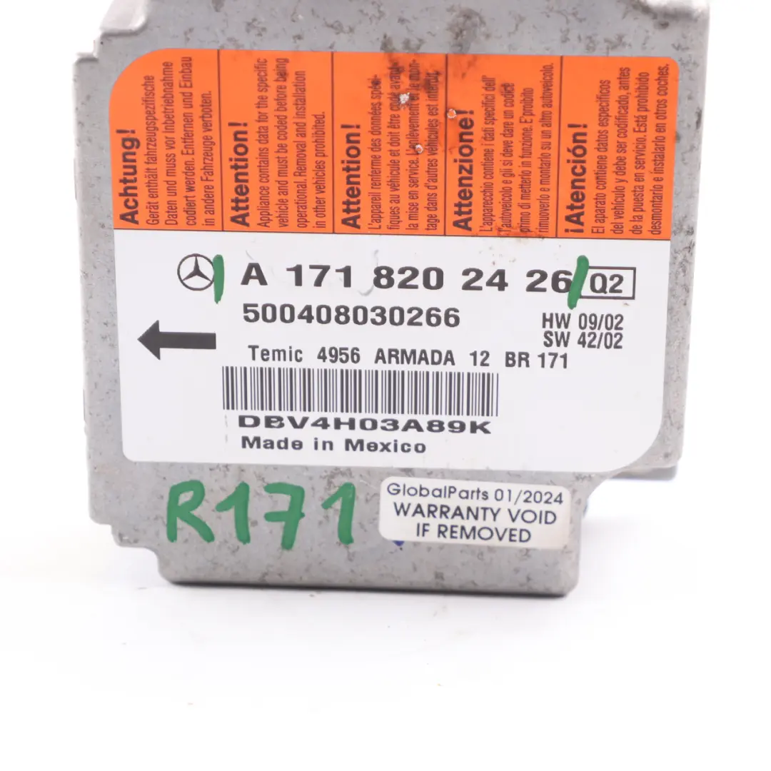 Mercedes R171 Module Safety Airbag SRC Sensor Control Module Unit - SKU A1718202426 - Part number A1718202426