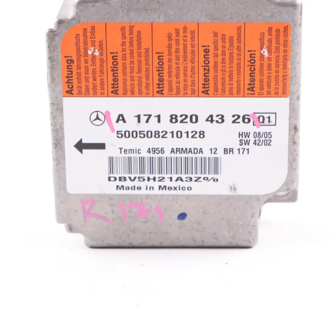 Módulo De Aire Delantero SRS Unidad De Control ECU para Mercedes SLK R171 con número de pieza A1718204326 Mercedes SLK R171 Módulo De Aire Delantero SRS Unidad De Control ECU - SKU A1718204326 - Número de pieza A1718204326