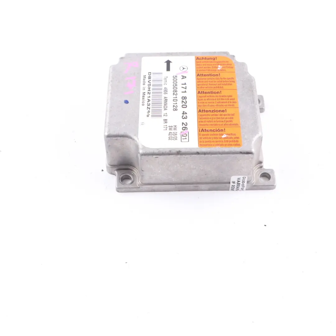 Módulo De Aire Delantero SRS Unidad De Control ECU para Mercedes SLK R171 con número de pieza A1718204326 Mercedes SLK R171 Módulo De Aire Delantero SRS Unidad De Control ECU - SKU A1718204326 - Número de pieza A1718204326