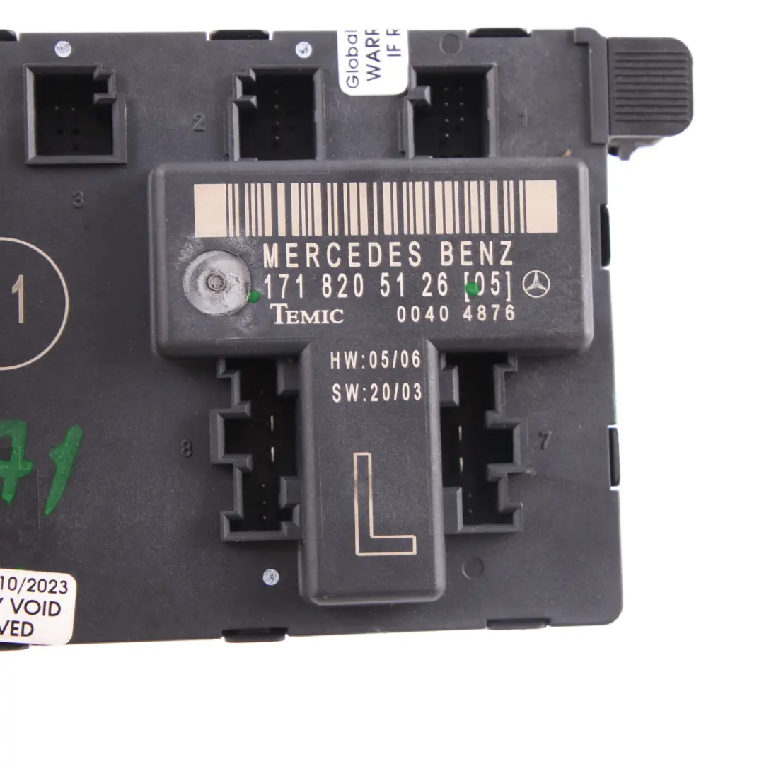Door Module Front Left N/S Control Unit ECU to Mercedes SLK R171 with Part number A1718205126 Mercedes SLK R171 Door Module Front Left N/S Control Unit ECU - SKU A1718205126 - Part number A1718205126