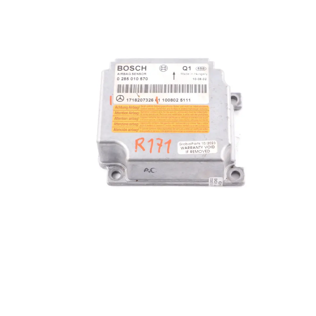 Module SRS Control Unit Crash Sensor ECU to Mercedes R171 Air with Part number A1718207326 Mercedes R171 Air Module SRS Control Unit Crash Sensor ECU - SKU A1718207326 - Part number A1718207326