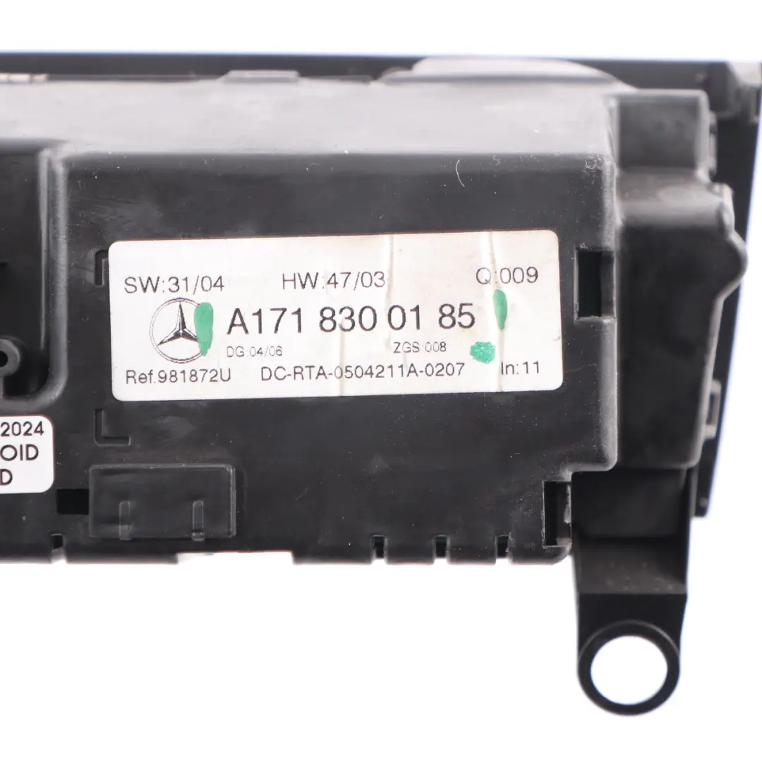 Mercedes SLK R171 AC Klimaanlage Klimasteuerung Schalttafel A1718302385 - SKU A1718300185 - Teilenummer A1718300185