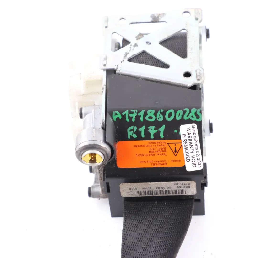 Mercedes R171 Seat Belt Front Right O/S Upper Belt Black - SKU A1718600285 - Part number A1718600285