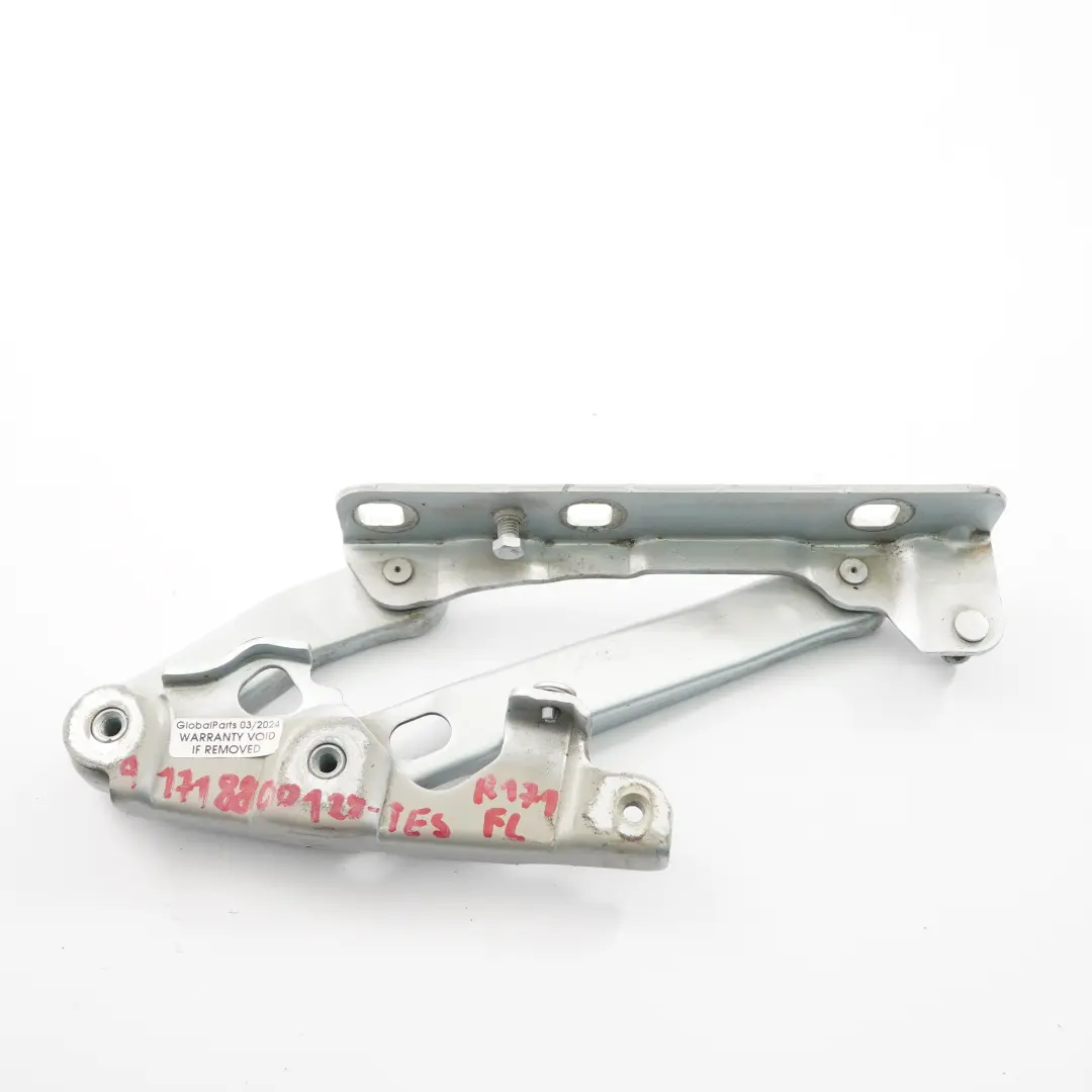 Hood Bonnet Hinge Front Left N/S Tellurium Silver 762 to Mercedes R171 with Part number A1718800128 Mercedes R171 Hood Bonnet Hinge Front Left N/S Tellurium Silver 762 - SKU A1718800128-TES - Part number A1718800128