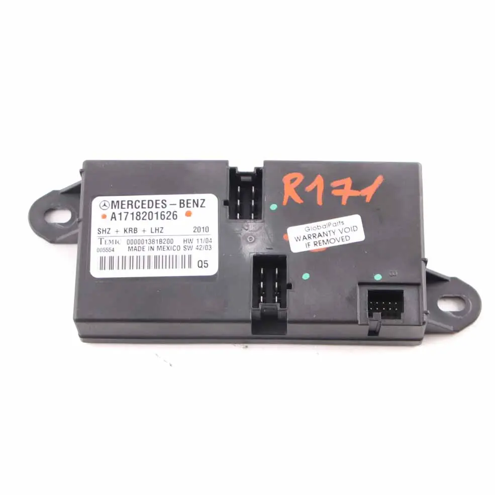 Heated Heating Seat Control Unit Module A1718201626 to Mercedes SLK R171 with Part number A1719010100 Mercedes SLK R171 Heated Heating Seat Control Unit Module A1718201626 - SKU A1719010100 - Part number A1719010100