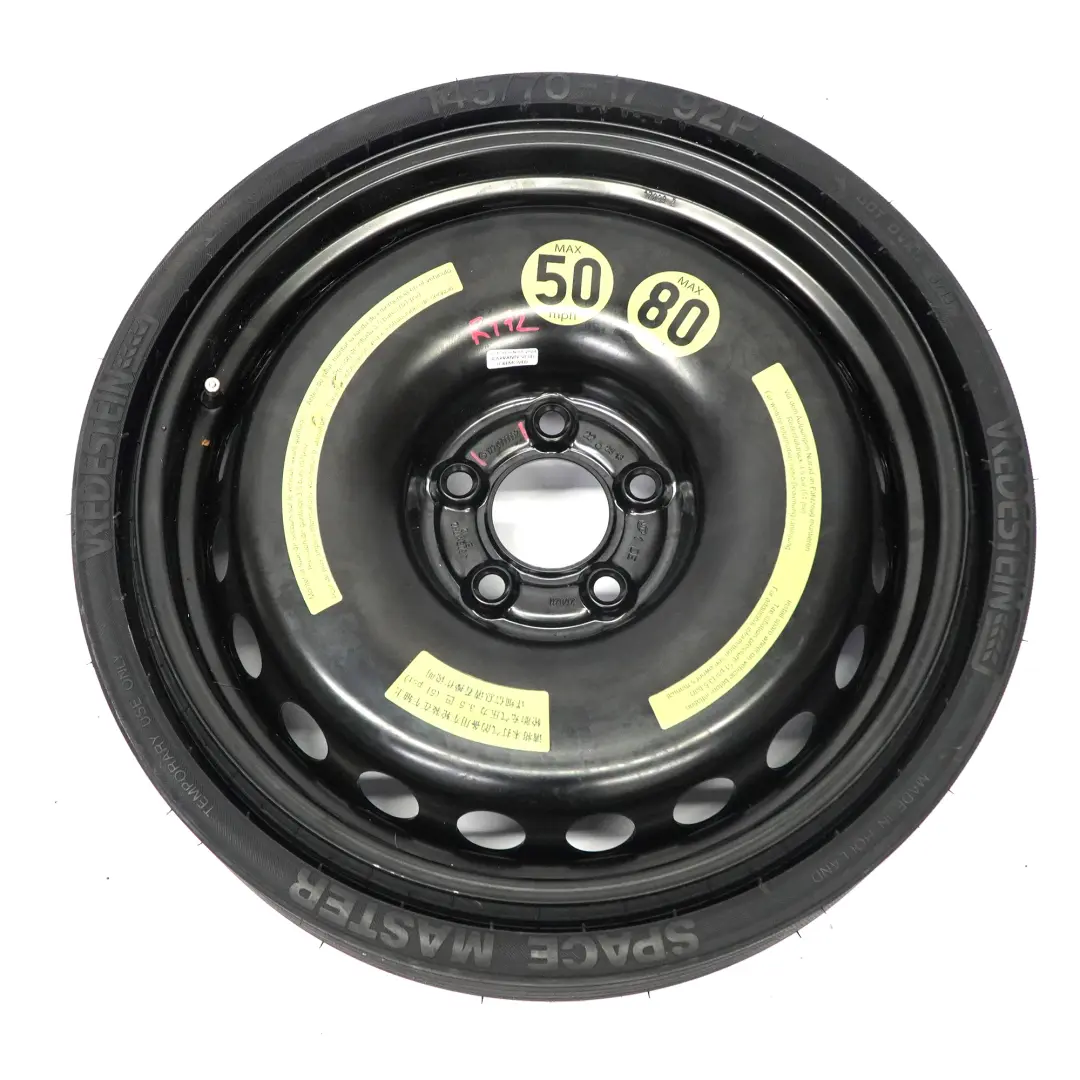 Ruota scorta compatta acciaio R17 4,5J 145/70 per Mercedes R172 con numero di parte A1724000002 Mercedes R172 Ruota scorta compatta acciaio R17 4,5J 145/70 - SKU A1724000002 - Numero di parte A1724000002