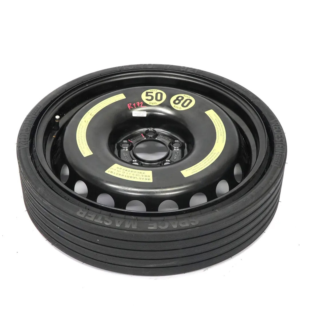 Rueda recambio compacta Mercedes R172 Acero R17 4,5J 145/70 para con número de pieza A1724000002 Rueda recambio compacta Mercedes R172 Acero R17 4,5J 145/70 - SKU A1724000002 - Número de pieza A1724000002