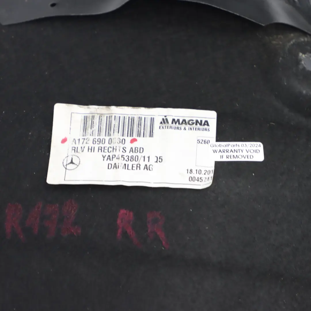 Radkasten Mercedes R172 Gehäuse hinten rechts Radkotflügelabdeckung für mit Teilenummer A1726900530 Radkasten Mercedes R172 Gehäuse hinten rechts Radkotflügelabdeckung - SKU A1726900530 - Teilenummer A1726900530