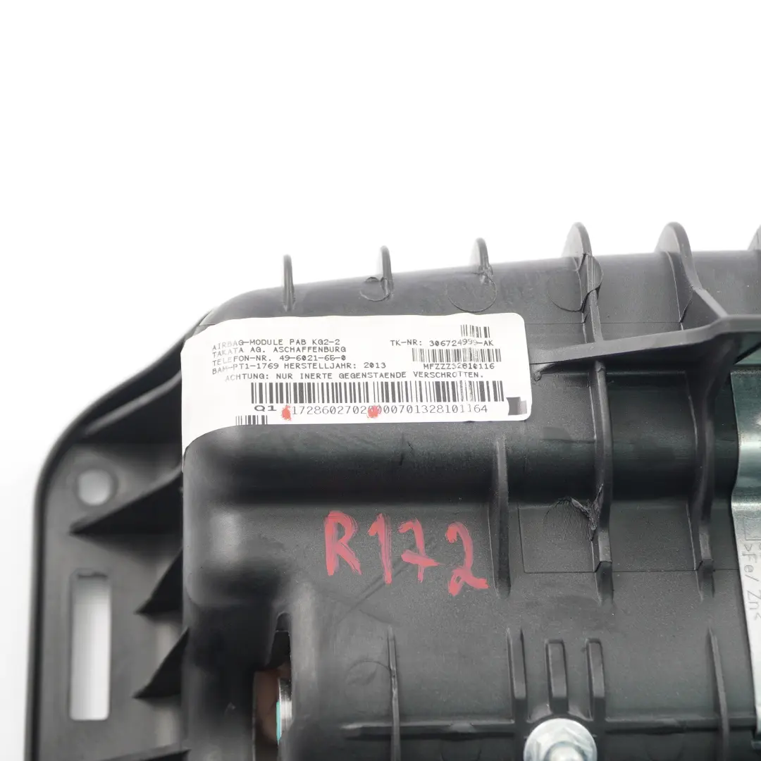 Módulo de aire salpicadero lado del pasajero SRS para Mercedes SLK R172 con número de pieza A1728602702 Mercedes SLK R172 Módulo de aire salpicadero lado del pasajero SRS - SKU A1728602702 - Número de pieza A1728602702