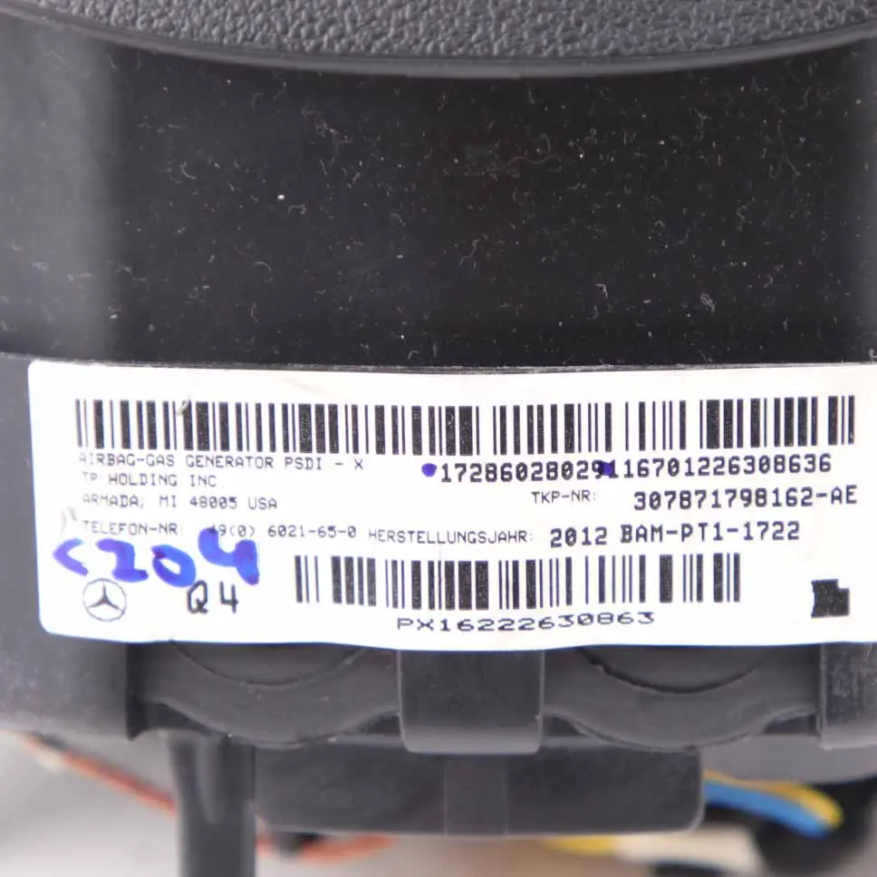 Lado Conductor Airbag Módulo Unidad para Mercedes W204 Volante con número de pieza A1728602802 Mercedes W204 Volante Lado Conductor Airbag Módulo Unidad - SKU A1728602802 - Número de pieza A1728602802