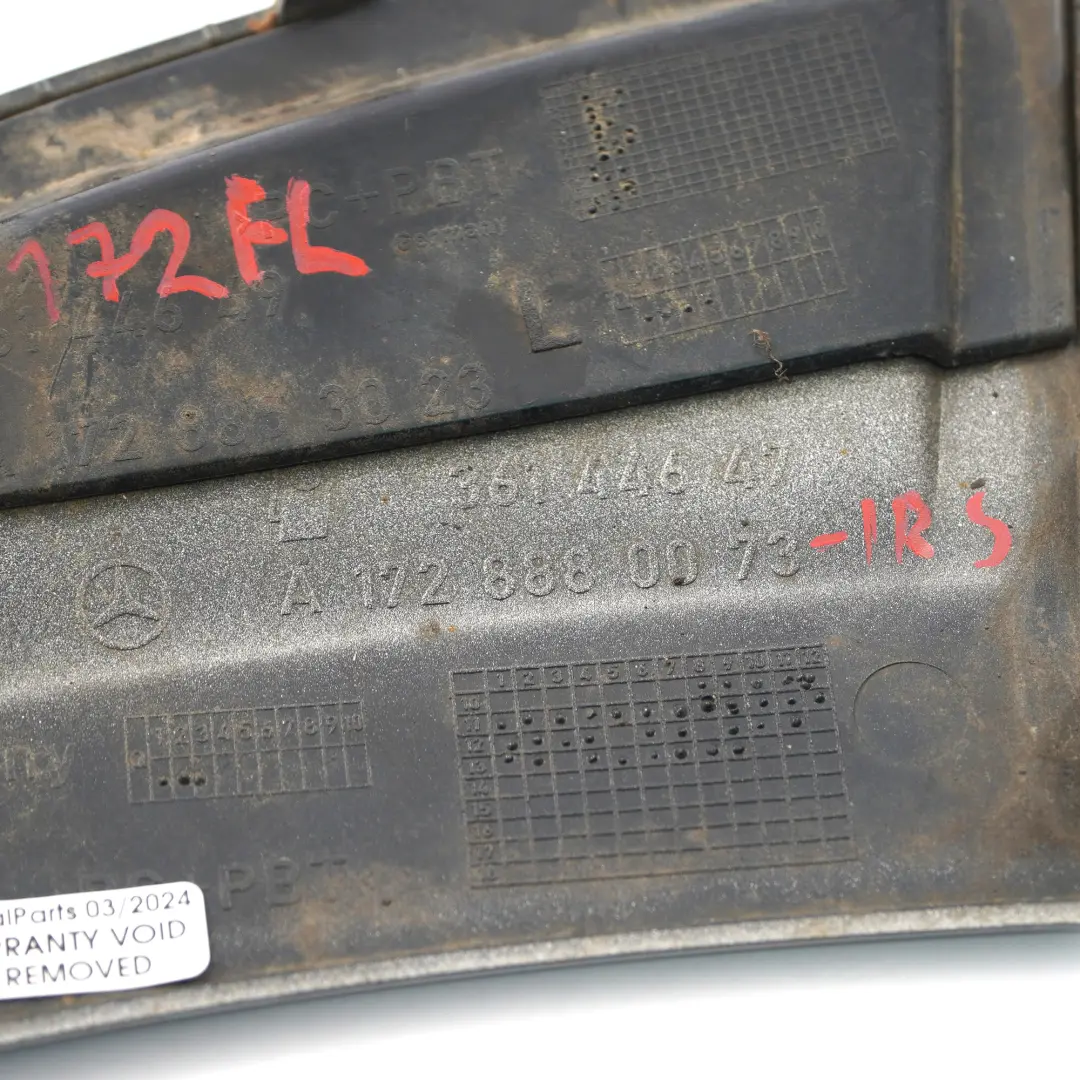 Modanatura Paraurti Anteriore Sinistra Argento Iridium per Mercedes R172 con numero di parte A1728880073 Mercedes R172 Modanatura Paraurti Anteriore Sinistra Argento Iridium - SKU A1728880073-IRS - Numero di parte A1728880073