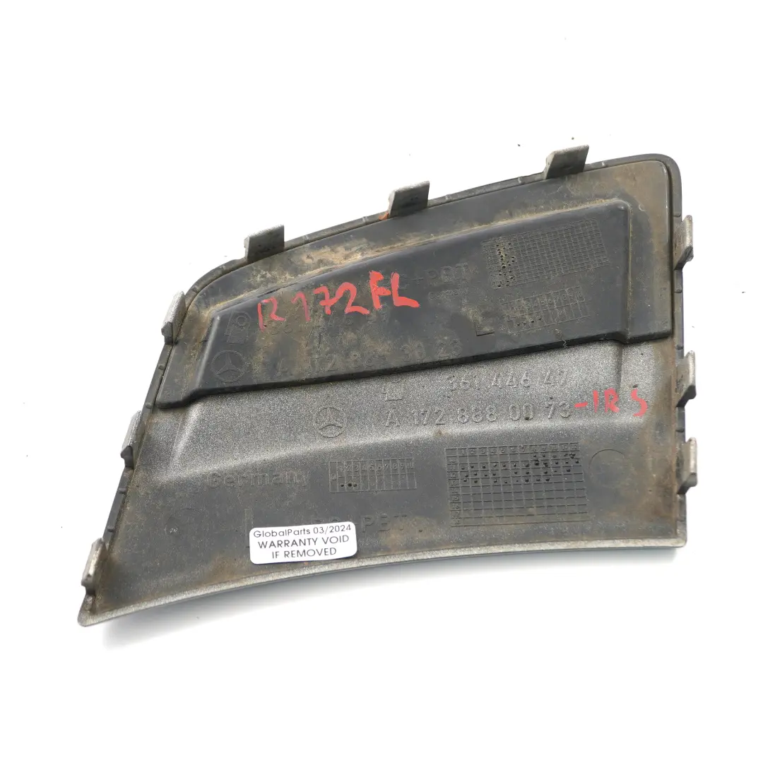 Moulure de pare-chocs avant gauche Iridium Argent pour Mercedes R172 à propos du numéro de pièce A1728880073 Mercedes R172 Moulure de pare-chocs avant gauche Iridium Argent - SKU A1728880073-IRS - Numéro de pièce A1728880073