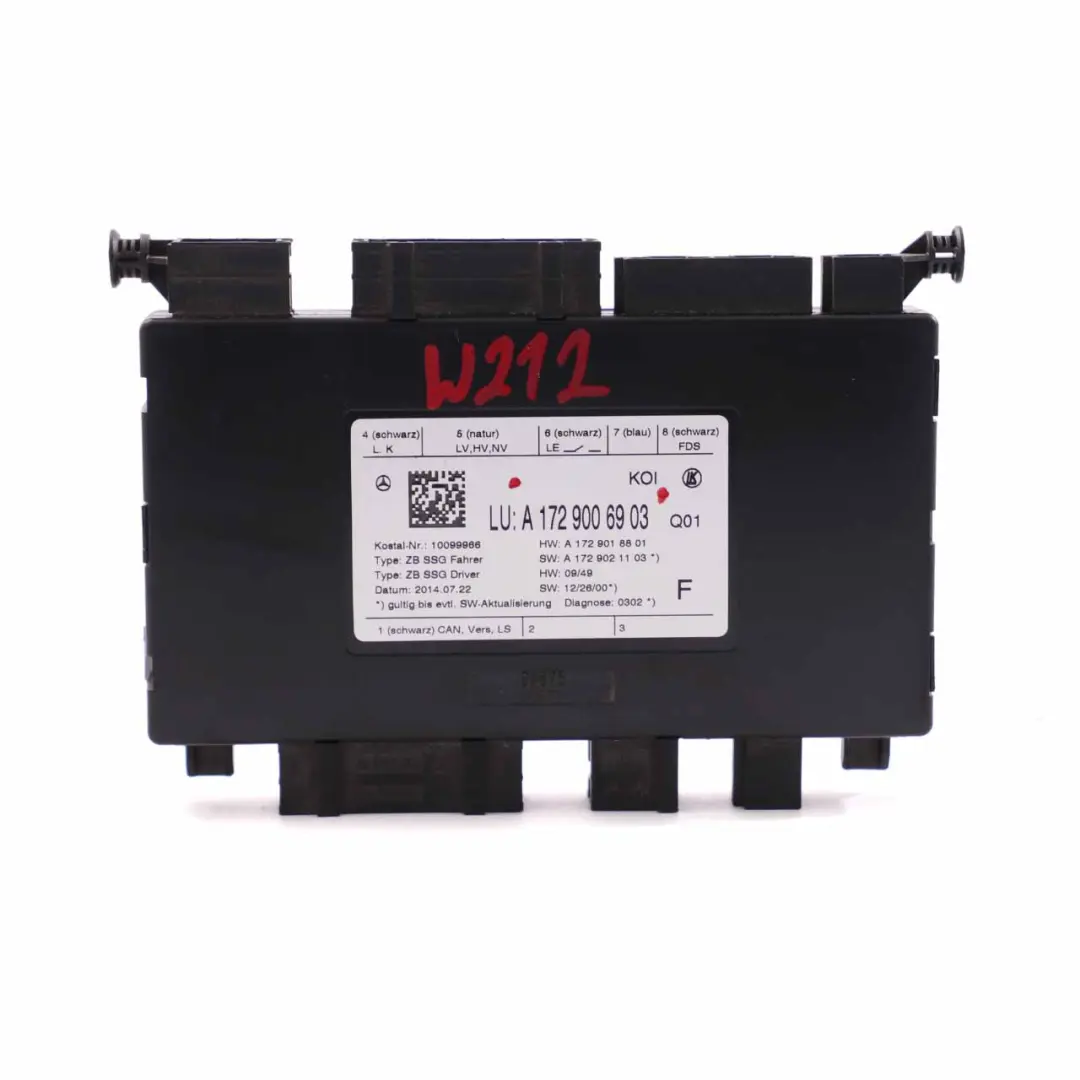 Seat Module Mercedes W204 W212 Control Unit Front Left Right N/O/S - SKU A1729006903 - Part number A1729006903