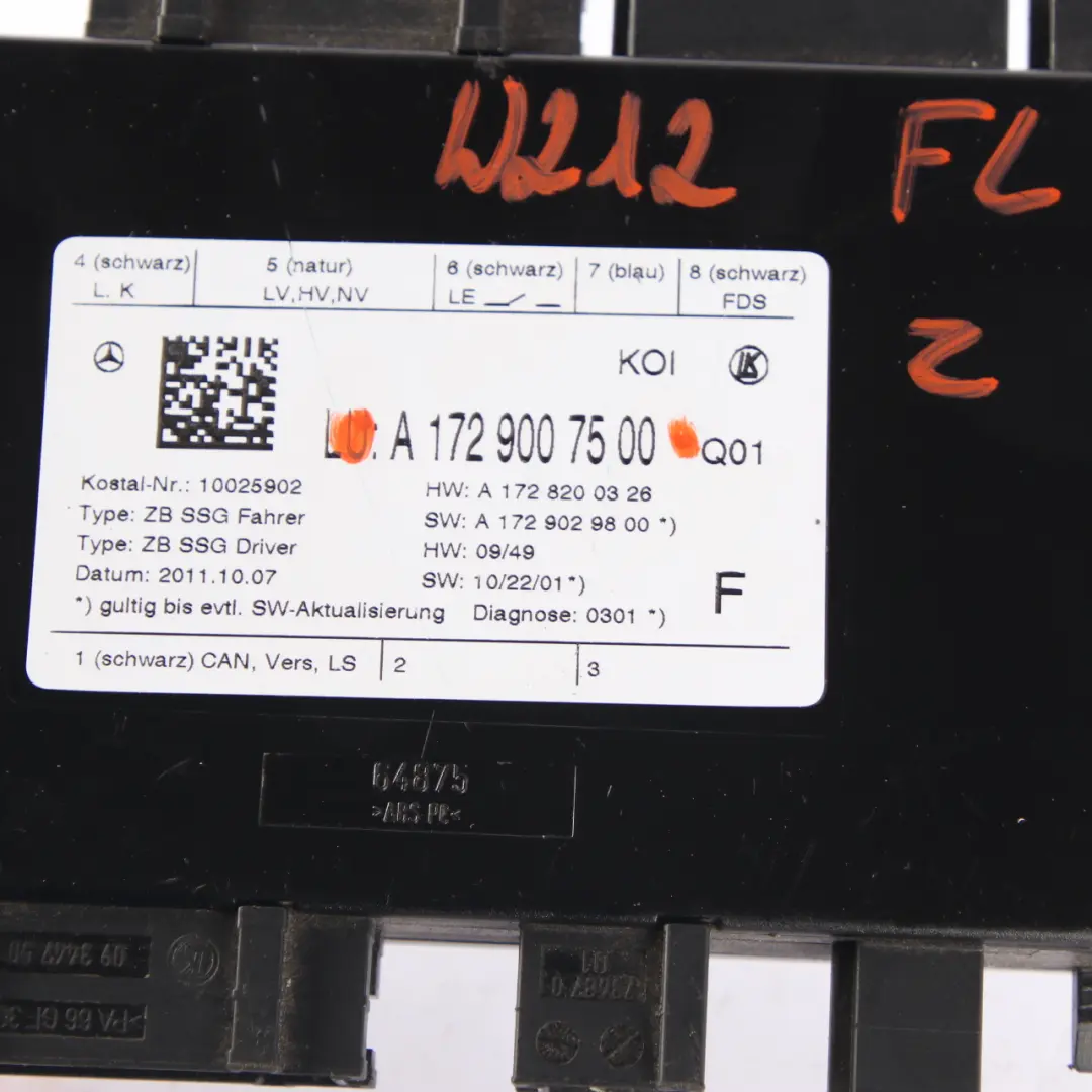 Seat Module Mercedes W204 Front Left N/S Memory Control Unit - SKU A1729007500 - Part number A1729007500