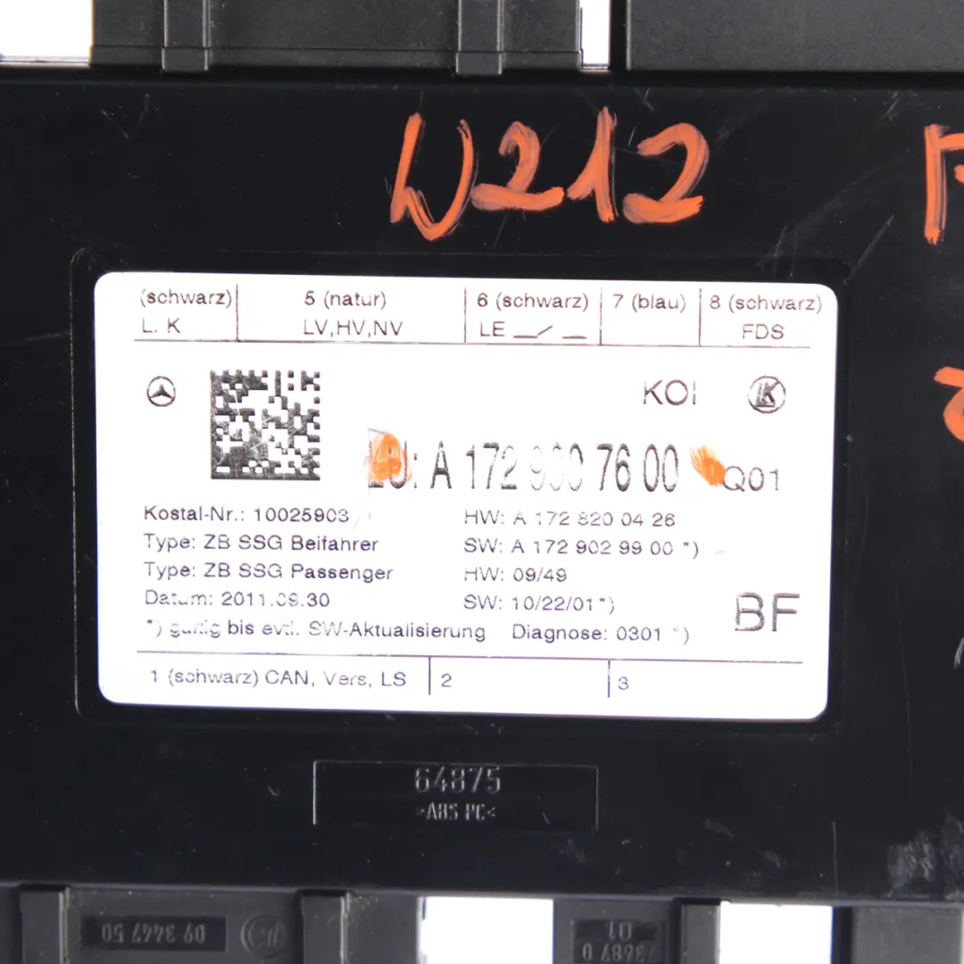 Modulo sedile Mercedes W204 Unità controllo memoria anteriore destra per con numero di parte A1729007600 Modulo sedile Mercedes W204 Unità controllo memoria anteriore destra - SKU A1729007600 - Numero di parte A1729007600