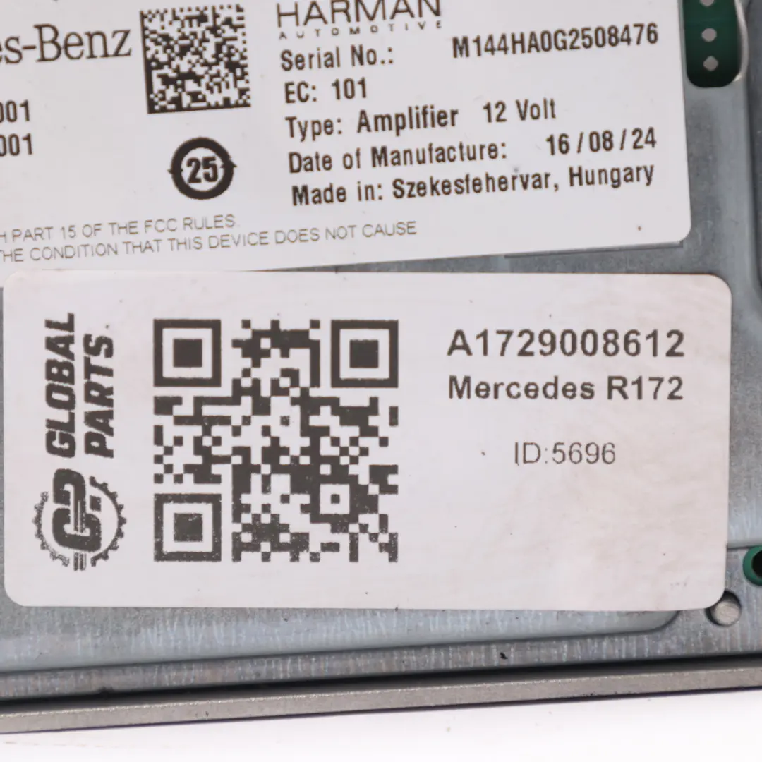 Amplifier Audio Sound Control Unit Module Harman to Mercedes SLK R172 with Part number A1729008612 Mercedes SLK R172 Amplifier Audio Sound Control Unit Module Harman - SKU A1729008612 - Part number A1729008612