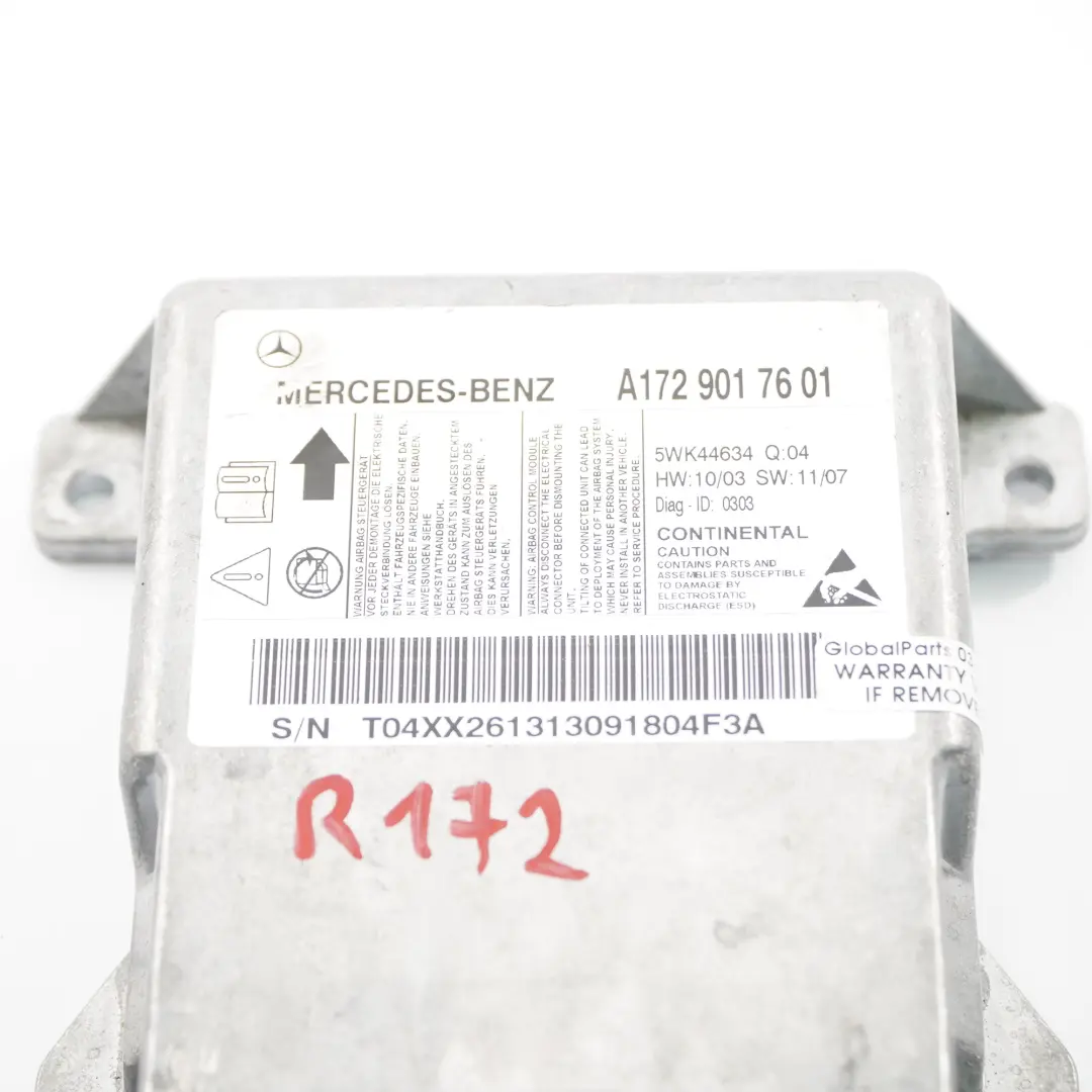 Mercedes SLK R172 Front Air Module SRS Control Unit ECU - SKU A1729017601 - Part number A1729017601