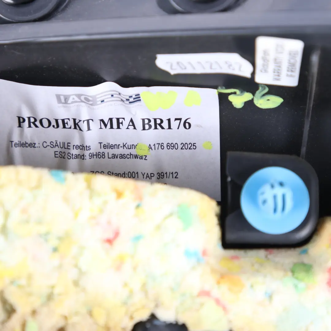 Trim Cover C-Pillar Right O/S Panel Black to Mercedes W176 with Part number A1766902025 Mercedes W176 Trim Cover C-Pillar Right O/S Panel Black - SKU A1766902025 - Part number A1766902025