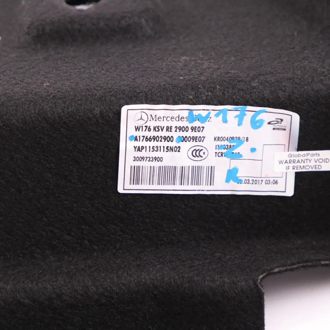 Mercedes W176 Boot Trunk Luggage Right O/S Lateral Trim Panel Cover - SKU A1766902900 - Part number A1766902900