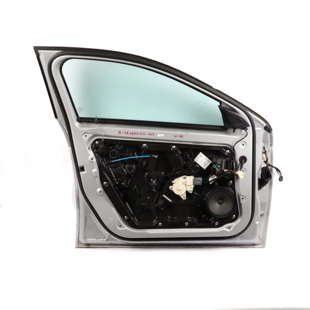 Door Front Left N/S A-Class Polar Silver Metallic - 761 to Mercedes W176 with Part number A1767200105 Mercedes W176 Door Front Left N/S A-Class Polar Silver Metallic - 761 - SKU A1767200105-PLS - Part number A1767200105