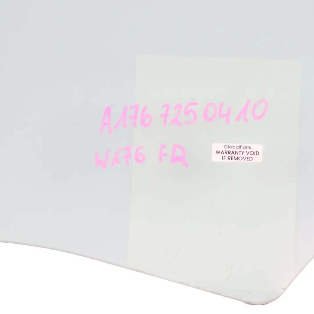 Vetro Porta Anteriore Destra Verde AS2 per Mercedes W176 con numero di parte A1767250410 Mercedes W176 Vetro Porta Anteriore Destra Verde AS2 - SKU A1767250410 - Numero di parte A1767250410