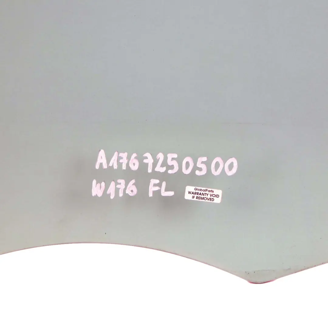 Window Glass Door Front Left N/S Green Toughened AS2 to Mercedes W176 with Part number A1767250500 Mercedes W176 Window Glass Door Front Left N/S Green Toughened AS2 - SKU A1767250500 - Part number A1767250500