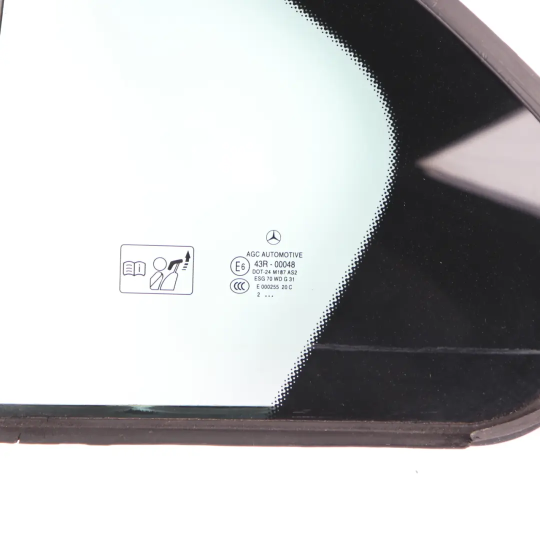 Mercedes W176 Vetro finestra porta posteriore sinistra lato quarto - SKU A1767300300 - Numero di parte A1767300300