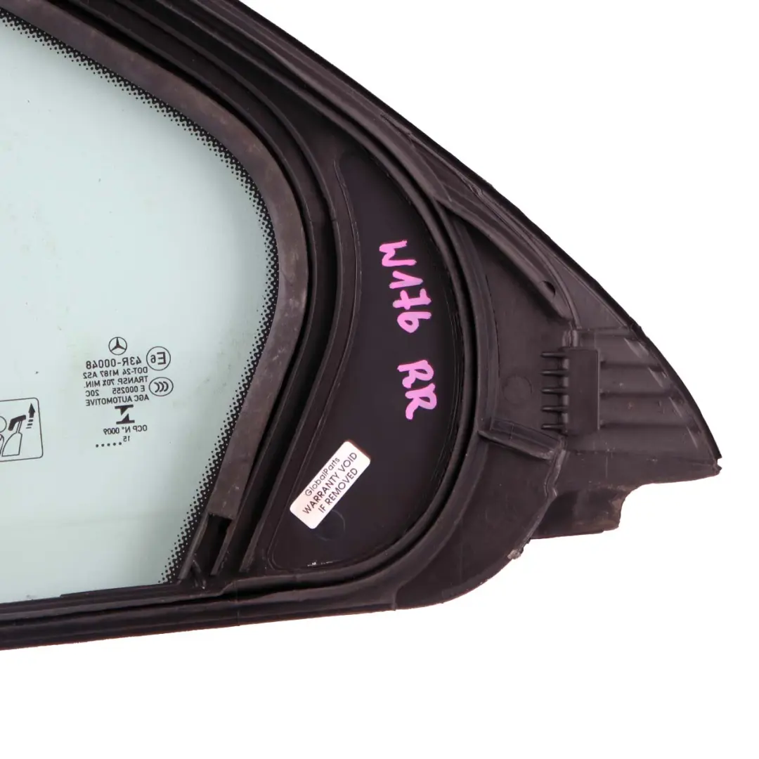 Mercedes W176 Rear Window Glass Door Quarter Side AS2 Right O/S - SKU A1767300400 - Part number A1767300400