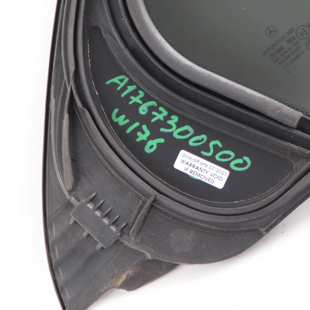 Window Glass Rear Door Left Quarter Tinted AS3 to Mercedes W176 with Part number A1767300500 Mercedes W176 Window Glass Rear Door Left Quarter Tinted AS3 - SKU A1767300500 - Part number A1767300500