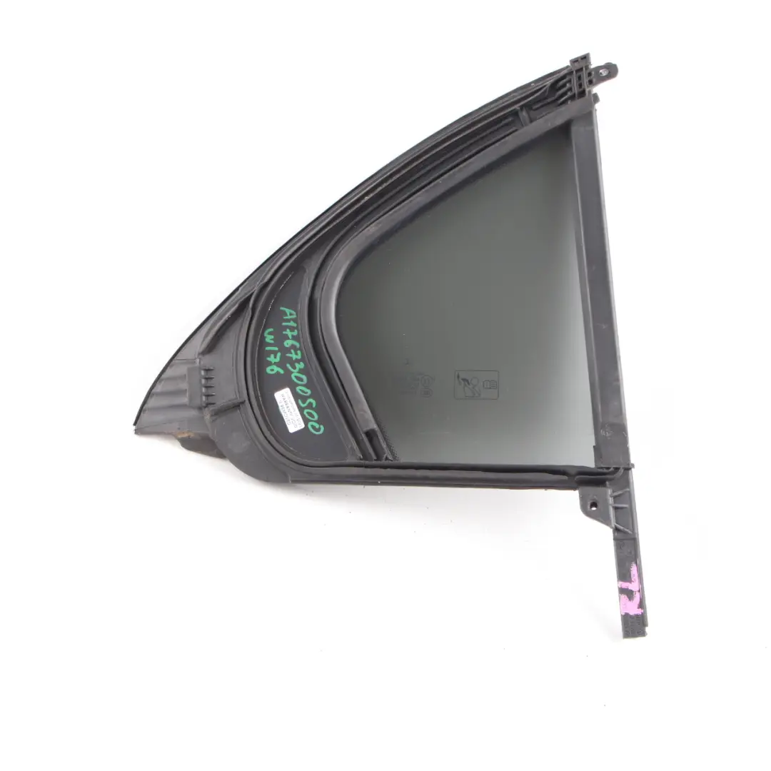 Window Glass Rear Door Left Quarter Tinted AS3 to Mercedes W176 with Part number A1767300500 Mercedes W176 Window Glass Rear Door Left Quarter Tinted AS3 - SKU A1767300500 - Part number A1767300500