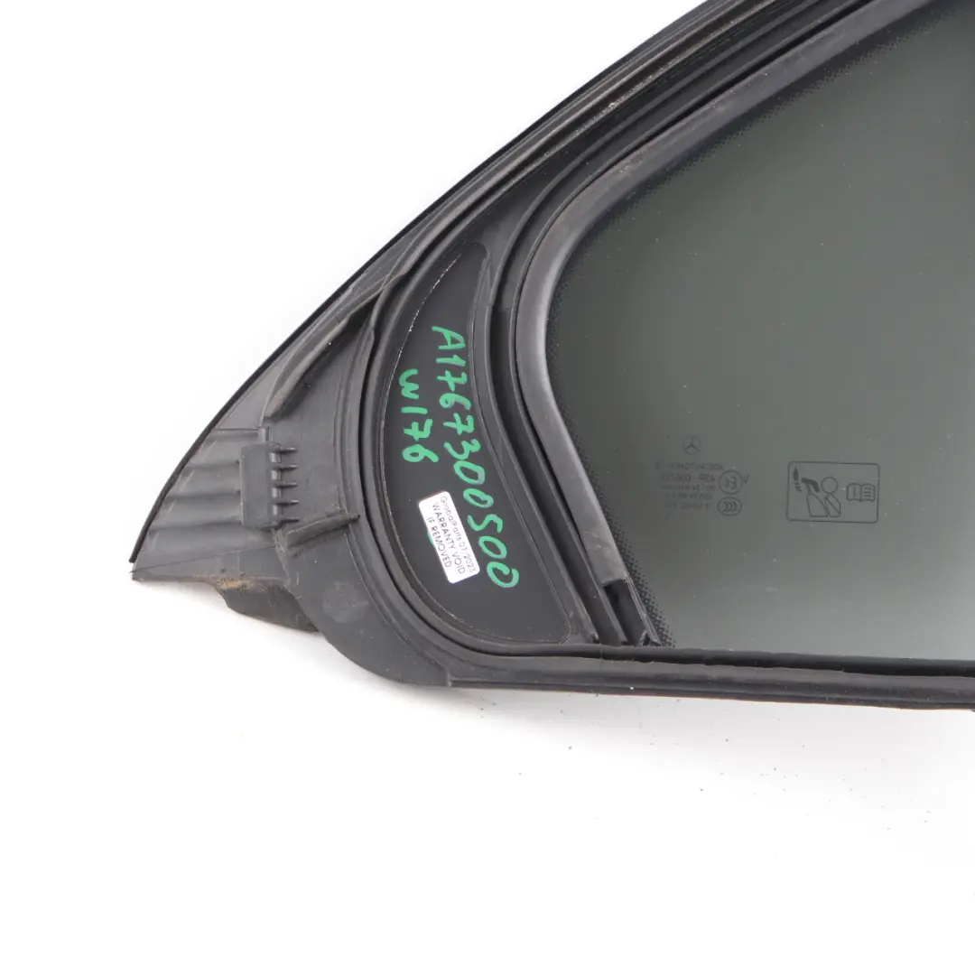 Window Glass Rear Door Left Quarter Tinted AS3 to Mercedes W176 with Part number A1767300500 Mercedes W176 Window Glass Rear Door Left Quarter Tinted AS3 - SKU A1767300500 - Part number A1767300500