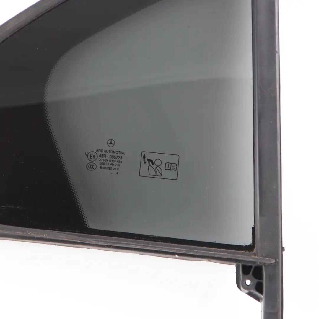 Window Glass Rear Door Right O/S Quarter Tinted AS3 to Mercedes W176 with Part number A1767300600 Mercedes W176 Window Glass Rear Door Right O/S Quarter Tinted AS3 - SKU A1767300600 - Part number A1767300600