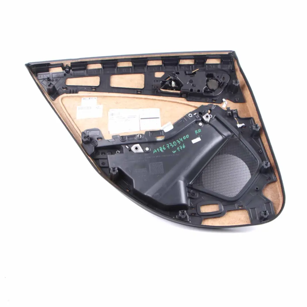 Door Card Rear Right O/S Trim Panel Cover Imitation Leather Grey to Mercedes W176 with Part number A1767303400 Mercedes W176 Door Card Rear Right O/S Trim Panel Cover Imitation Leather Grey - SKU A1767303400-1 - Part number A1767303400