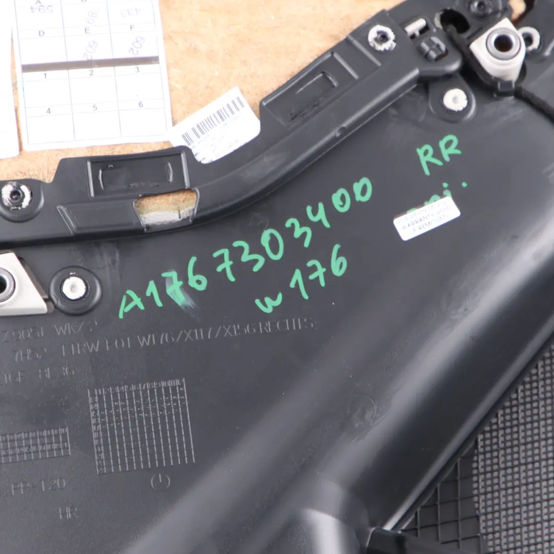 Door Card Rear Right O/S Trim Panel Cover Imitation Leather Grey to Mercedes W176 with Part number A1767303400 Mercedes W176 Door Card Rear Right O/S Trim Panel Cover Imitation Leather Grey - SKU A1767303400-1 - Part number A1767303400