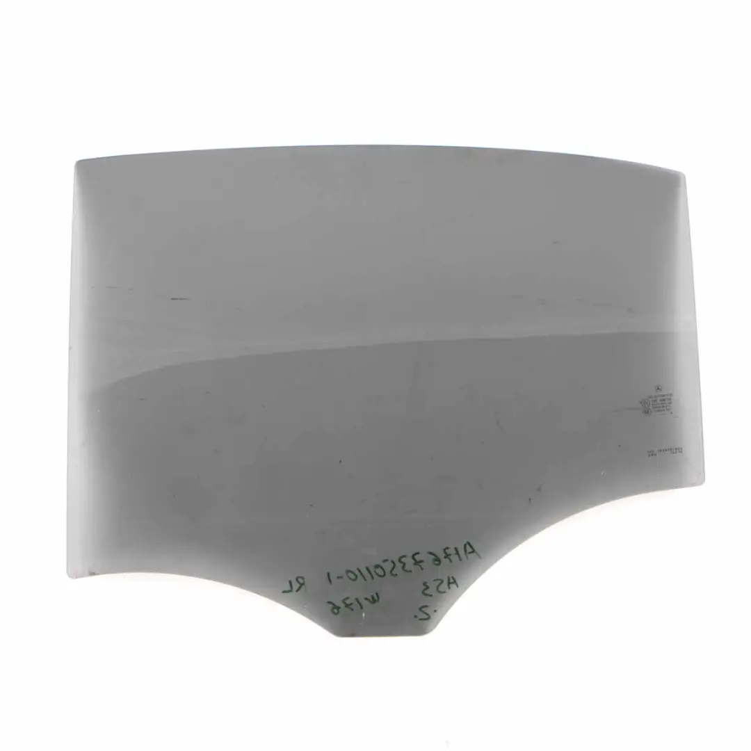 Window Glass Rear Door Left N/S Glazing Black AS3 to Mercedes W176 with Part number A1767350110 Mercedes W176 Window Glass Rear Door Left N/S Glazing Black AS3 - SKU A1767350110-1 - Part number A1767350110