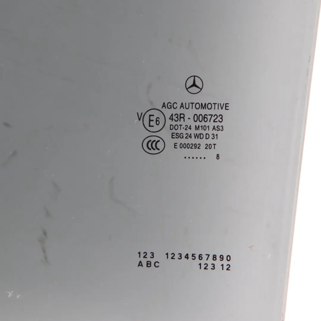 Mercedes W176 Window Glass Rear Door Left N/S Glazing Black AS3 - SKU A1767350110-1 - Part number A1767350110