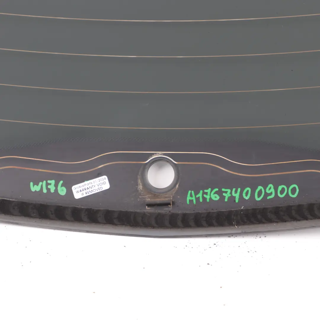 Window Mercedes W176 Tailgate Boot Lid Glass Glazing AS3 Tinted to Rear with Part number A1767400900 Rear Window Mercedes W176 Tailgate Boot Lid Glass Glazing AS3 Tinted - SKU A1767400900 - Part number A1767400900