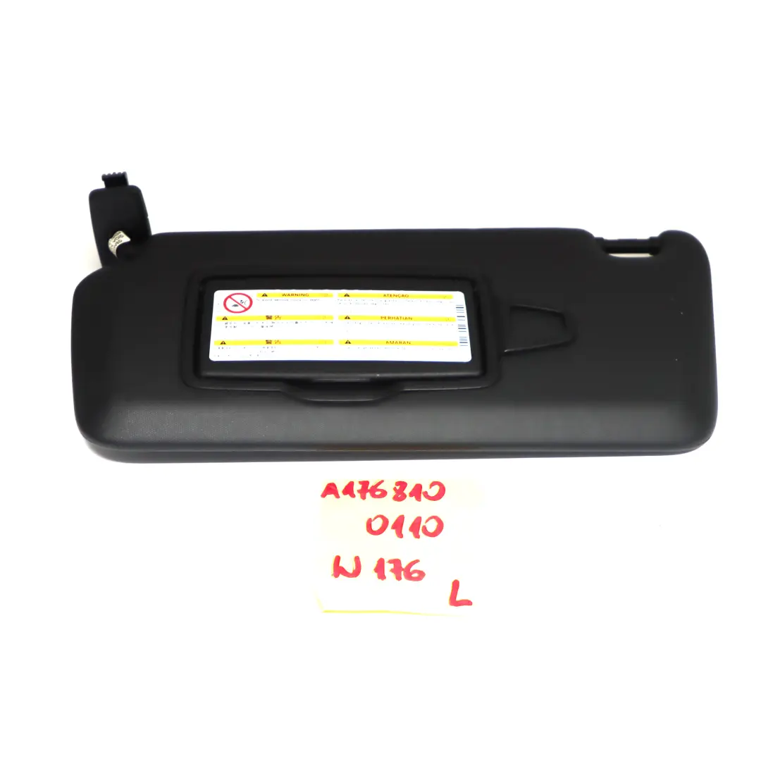 Parasol Mercedes W176 Tapa Izquierda Panel Negro para con número de pieza A1768100110 Parasol Mercedes W176 Tapa Izquierda Panel Negro - SKU A1768100110 - Número de pieza A1768100110