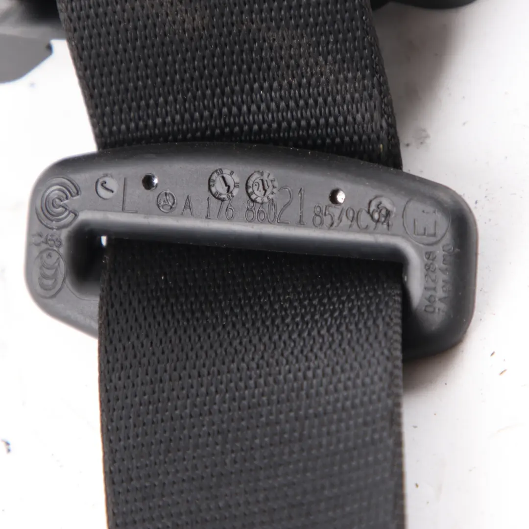 Belt Safety Front Left N/S Black A1768602185 to Mercedes W176 Seat with Part number A1768600185 Mercedes W176 Seat Belt Safety Front Left N/S Black A1768602185 - SKU A1768600185 - Part number A1768600185