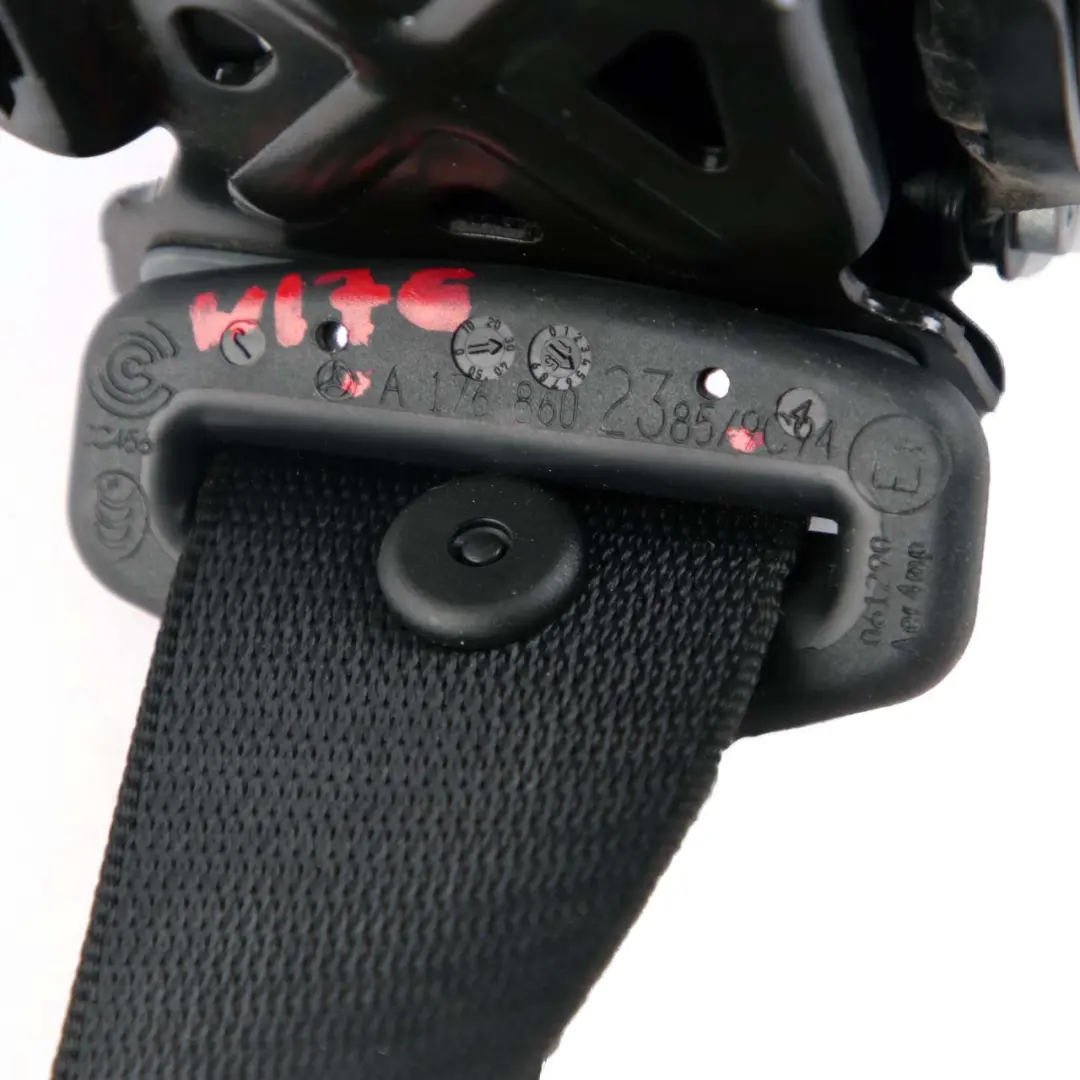 Belt Mercedes W176 Rear Left Right N/O/S Safety Belt Black to Seat with Part number A1768602385 Seat Belt Mercedes W176 Rear Left Right N/O/S Safety Belt Black - SKU A1768602385 - Part number A1768602385