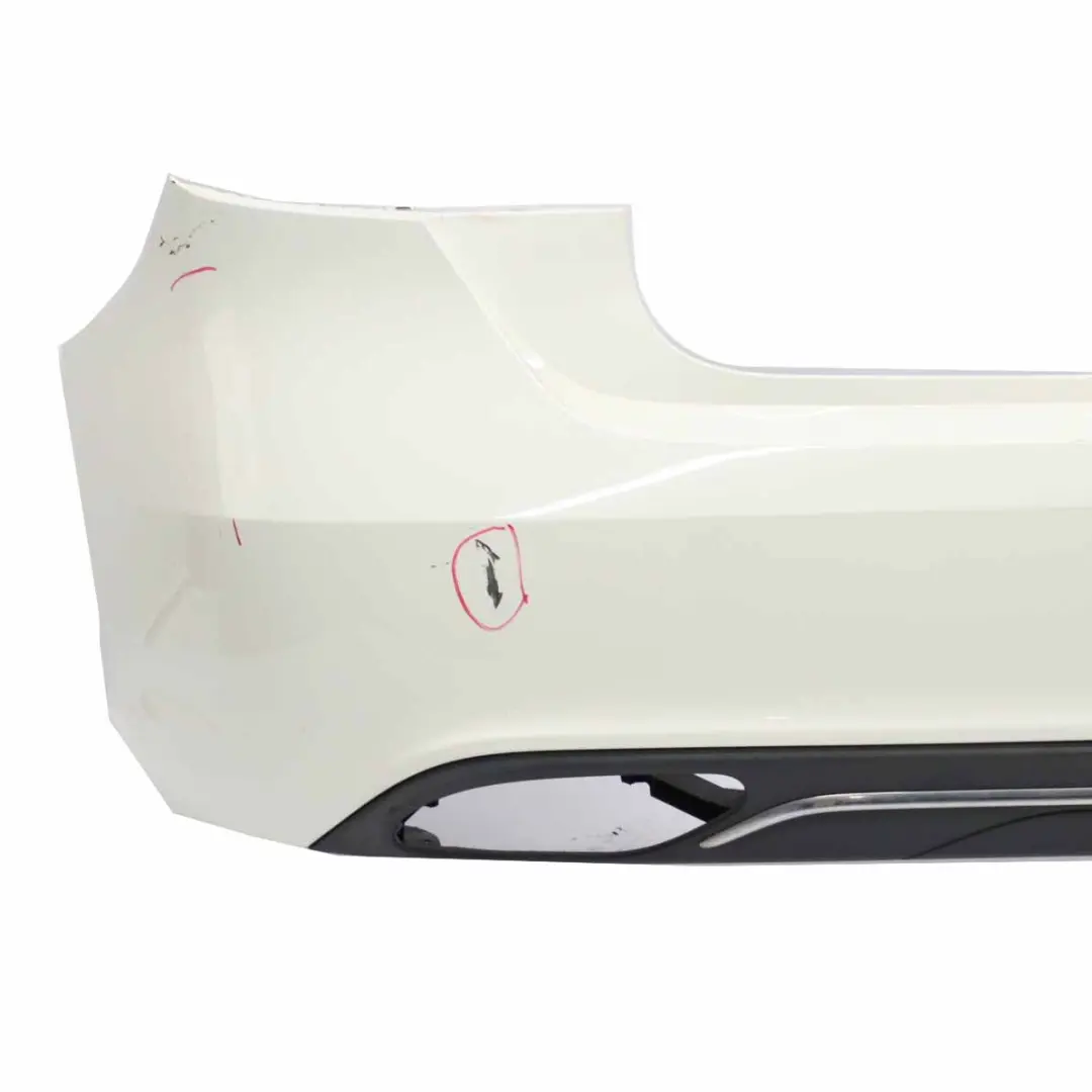 Bumper Rear Trim Panel Urban/Progressive Package Calcite White 650 to Mercedes W176 with Part number A1768800000 Mercedes W176 Bumper Rear Trim Panel Urban/Progressive Package Calcite White 650 - SKU A1768800000-CW - Part number A1768800000