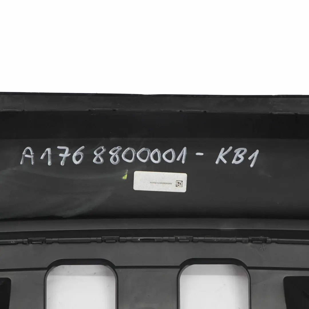 Bumper Rear Trim Panel Cover AMG Kosmos Cosmic Black Metallic 191 to Mercedes W176 with Part number A1768800001 Mercedes W176 Bumper Rear Trim Panel Cover AMG Kosmos Cosmic Black Metallic 191 - SKU A1768800001-KB1 - Part number A1768800001
