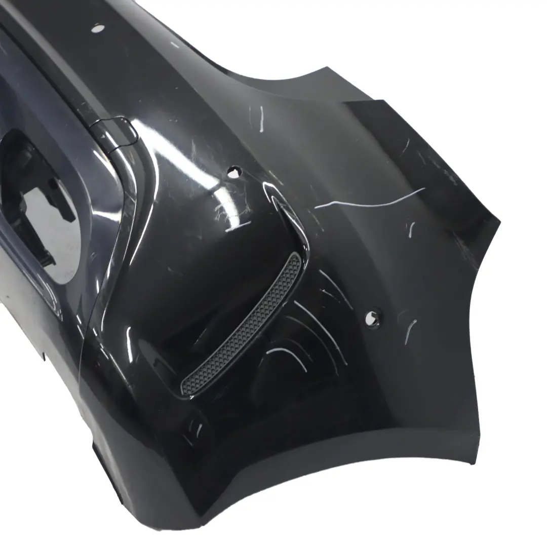 Bumper Rear Trim Panel Cover AMG Kosmos Cosmic Black Metallic 191 to Mercedes W176 with Part number A1768800001 Mercedes W176 Bumper Rear Trim Panel Cover AMG Kosmos Cosmic Black Metallic 191 - SKU A1768800001-KB2 - Part number A1768800001