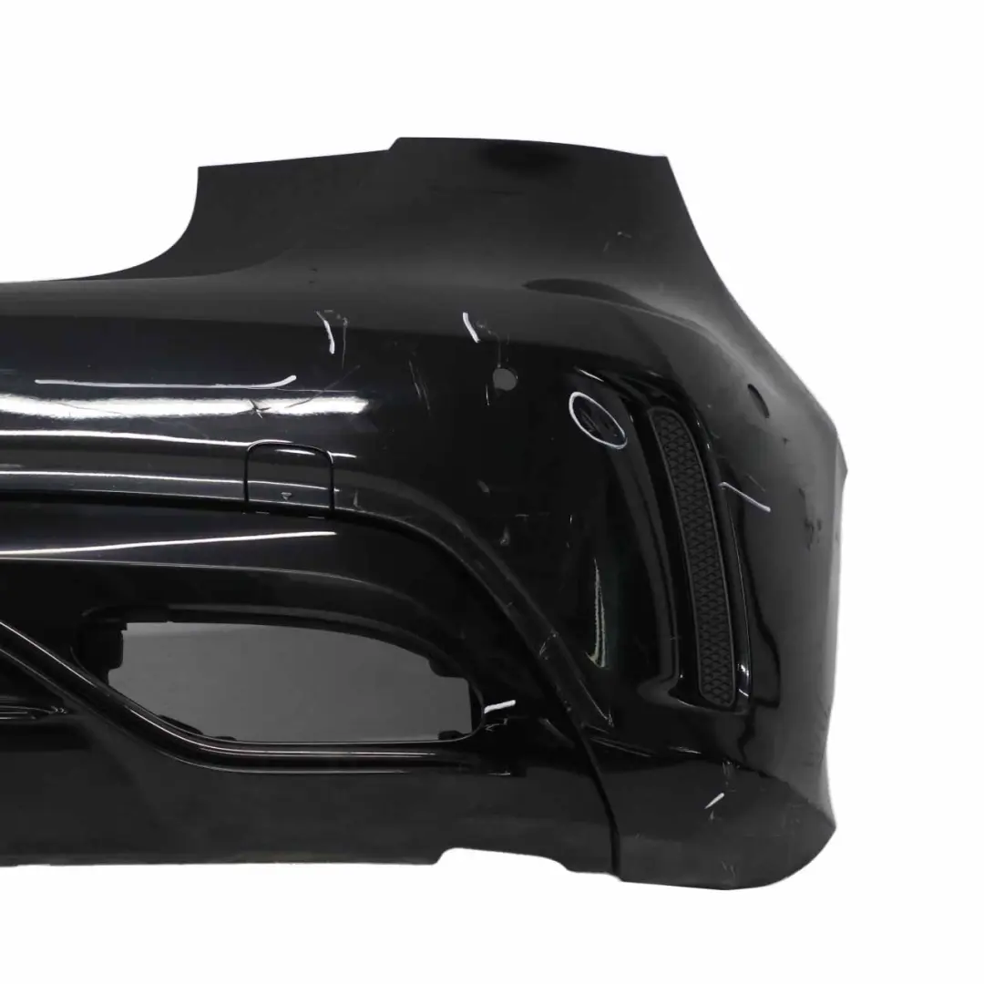 Bumper Rear Trim Panel Cover AMG Kosmos Cosmic Black Metallic 191 to Mercedes W176 with Part number A1768800001 Mercedes W176 Bumper Rear Trim Panel Cover AMG Kosmos Cosmic Black Metallic 191 - SKU A1768800001-KB - Part number A1768800001