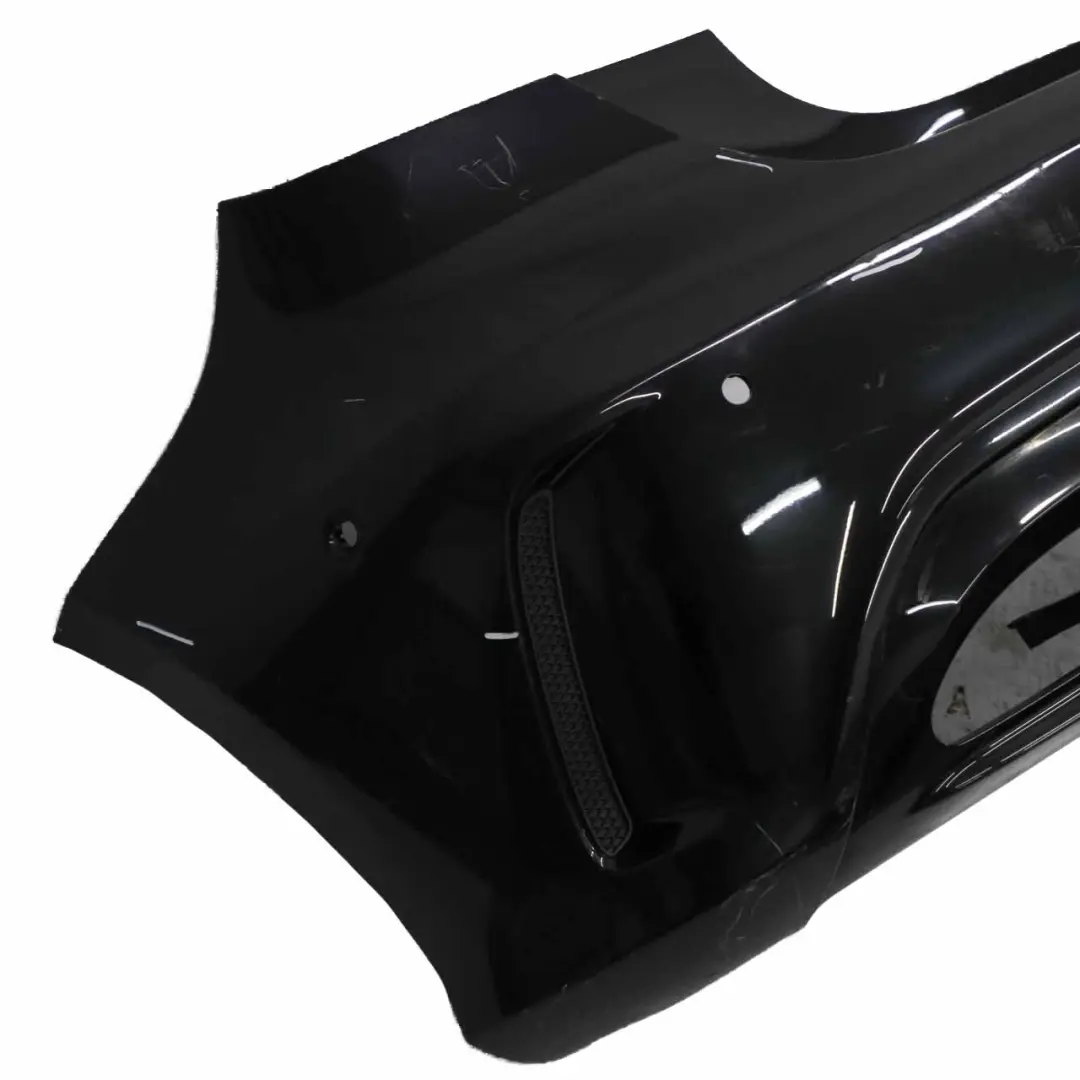 Bumper Rear Trim Panel Cover AMG Kosmos Cosmic Black Metallic 191 to Mercedes W176 with Part number A1768800001 Mercedes W176 Bumper Rear Trim Panel Cover AMG Kosmos Cosmic Black Metallic 191 - SKU A1768800001-KB - Part number A1768800001