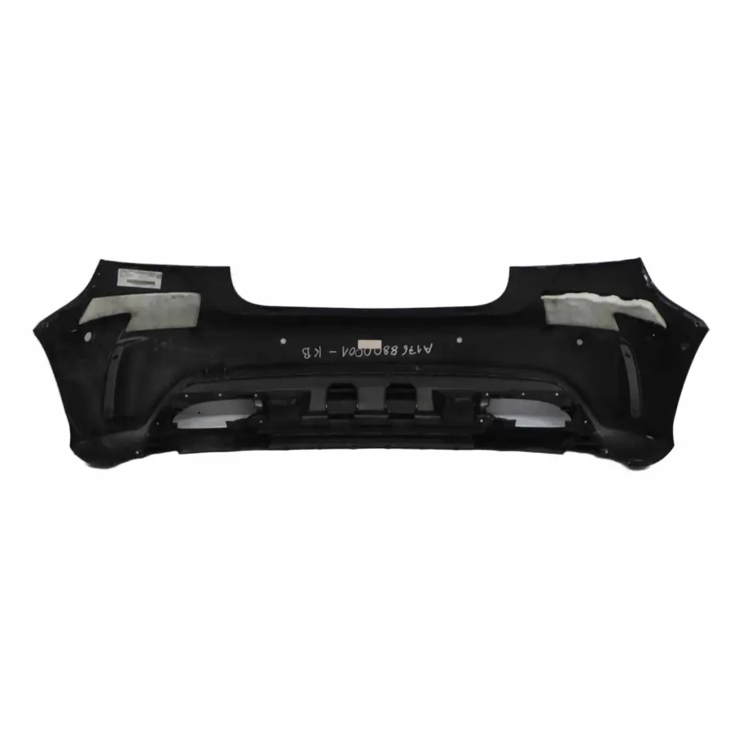 Bumper Rear Trim Panel Cover AMG Kosmos Cosmic Black Metallic 191 to Mercedes W176 with Part number A1768800001 Mercedes W176 Bumper Rear Trim Panel Cover AMG Kosmos Cosmic Black Metallic 191 - SKU A1768800001-KB - Part number A1768800001