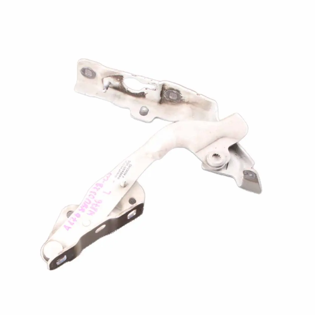 Hood Bonnet Hinge Left N/S Calcite White - 650 to Mercedes W176 with Part number A1768800328 Mercedes W176 Hood Bonnet Hinge Left N/S Calcite White - 650 - SKU A1768800328-CW - Part number A1768800328