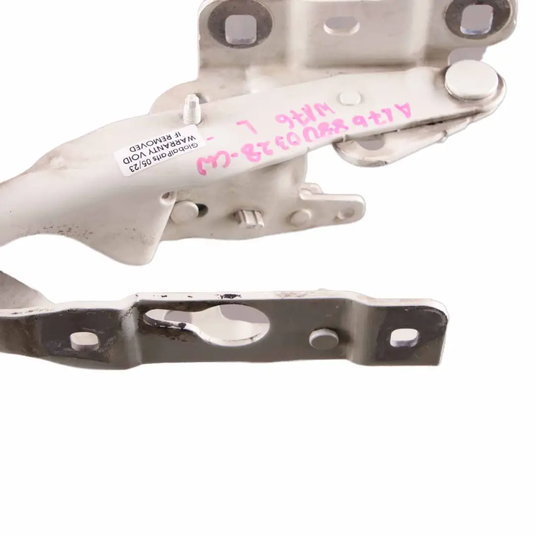 Hood Bonnet Hinge Left N/S Calcite White - 650 to Mercedes W176 with Part number A1768800328 Mercedes W176 Hood Bonnet Hinge Left N/S Calcite White - 650 - SKU A1768800328-CW - Part number A1768800328