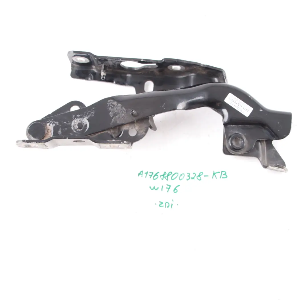 Hood Bonnet Hinge Left N/S Kosmos Black Metallic 191 to Mercedes W176 with Part number A1768800328 Mercedes W176 Hood Bonnet Hinge Left N/S Kosmos Black Metallic 191 - SKU A1768800328-KB - Part number A1768800328